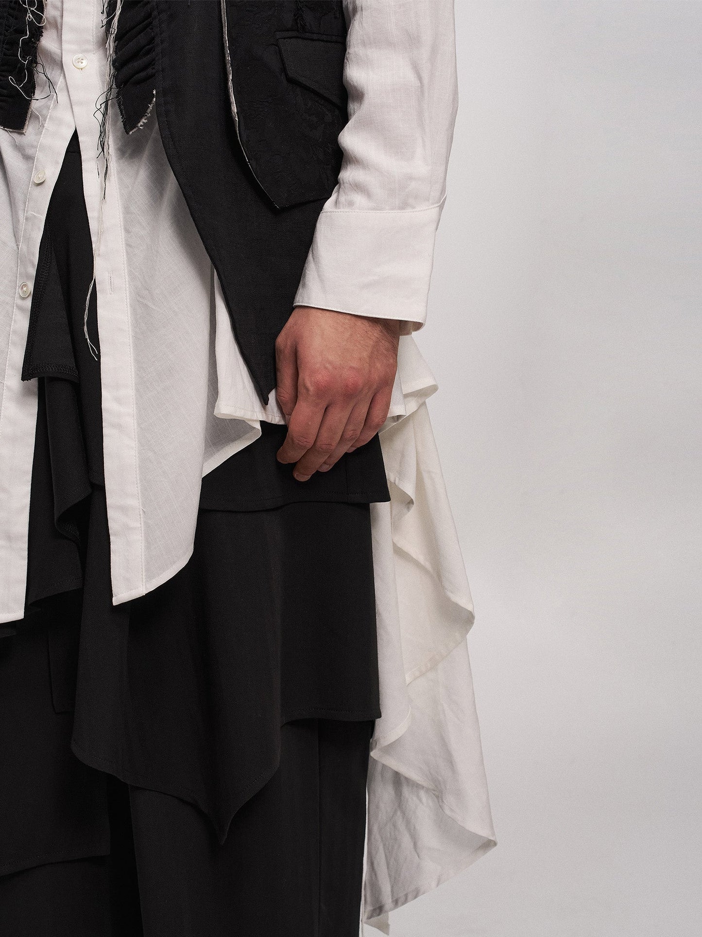 Asymmetric Layered Panel Skirt Pants