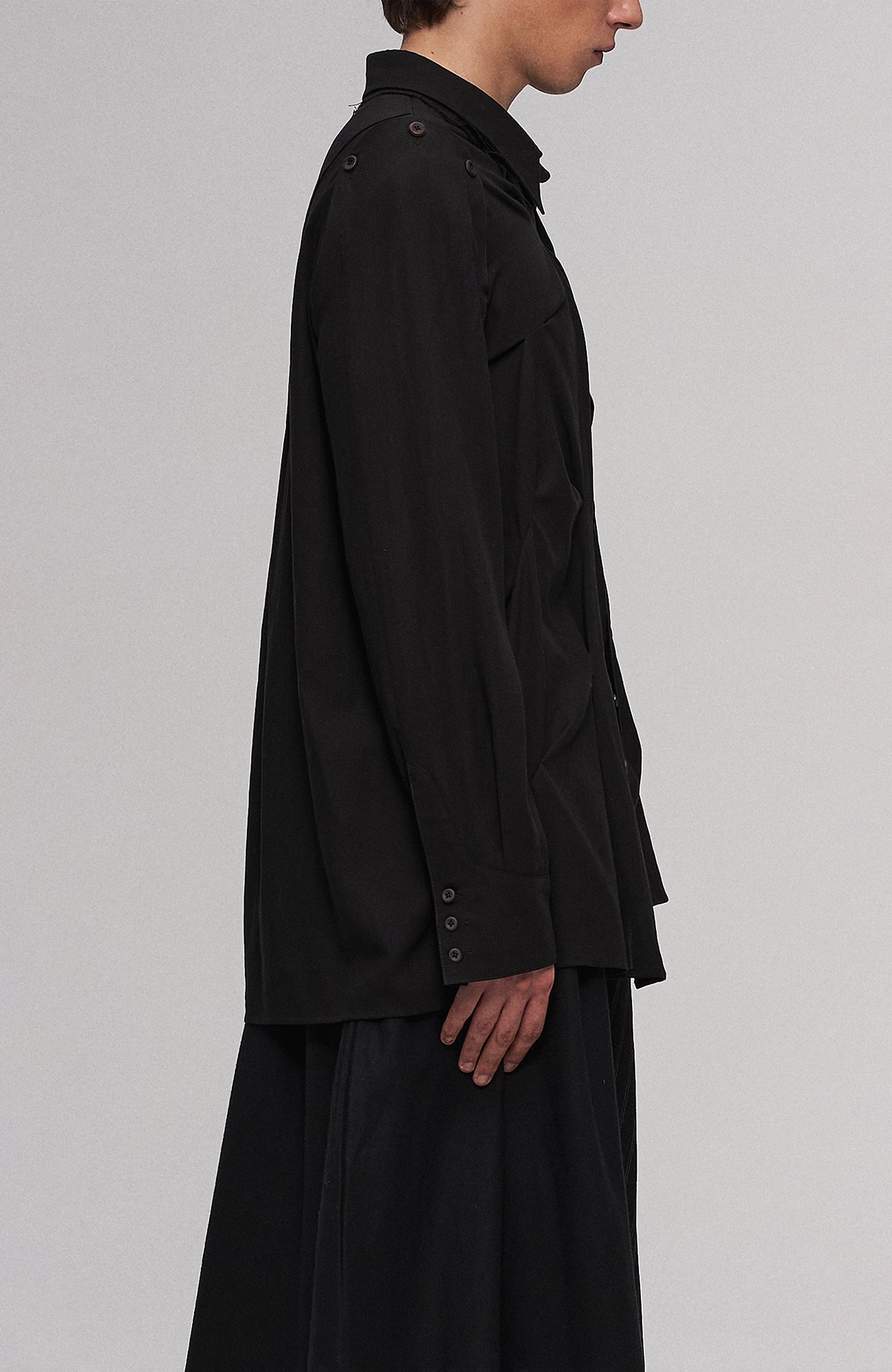 Asymmetrical Draped Seamed Shirt