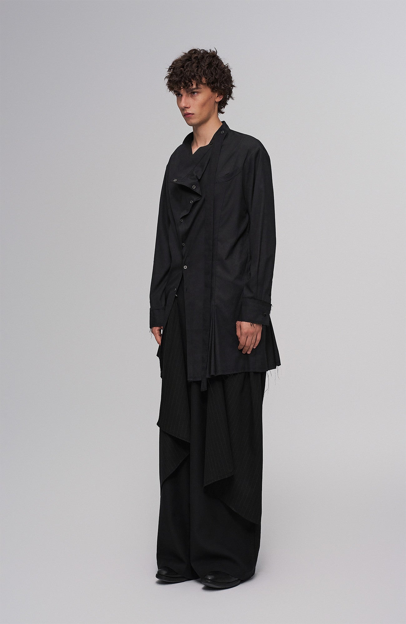 Asym Draped Raw-Edged Shirt