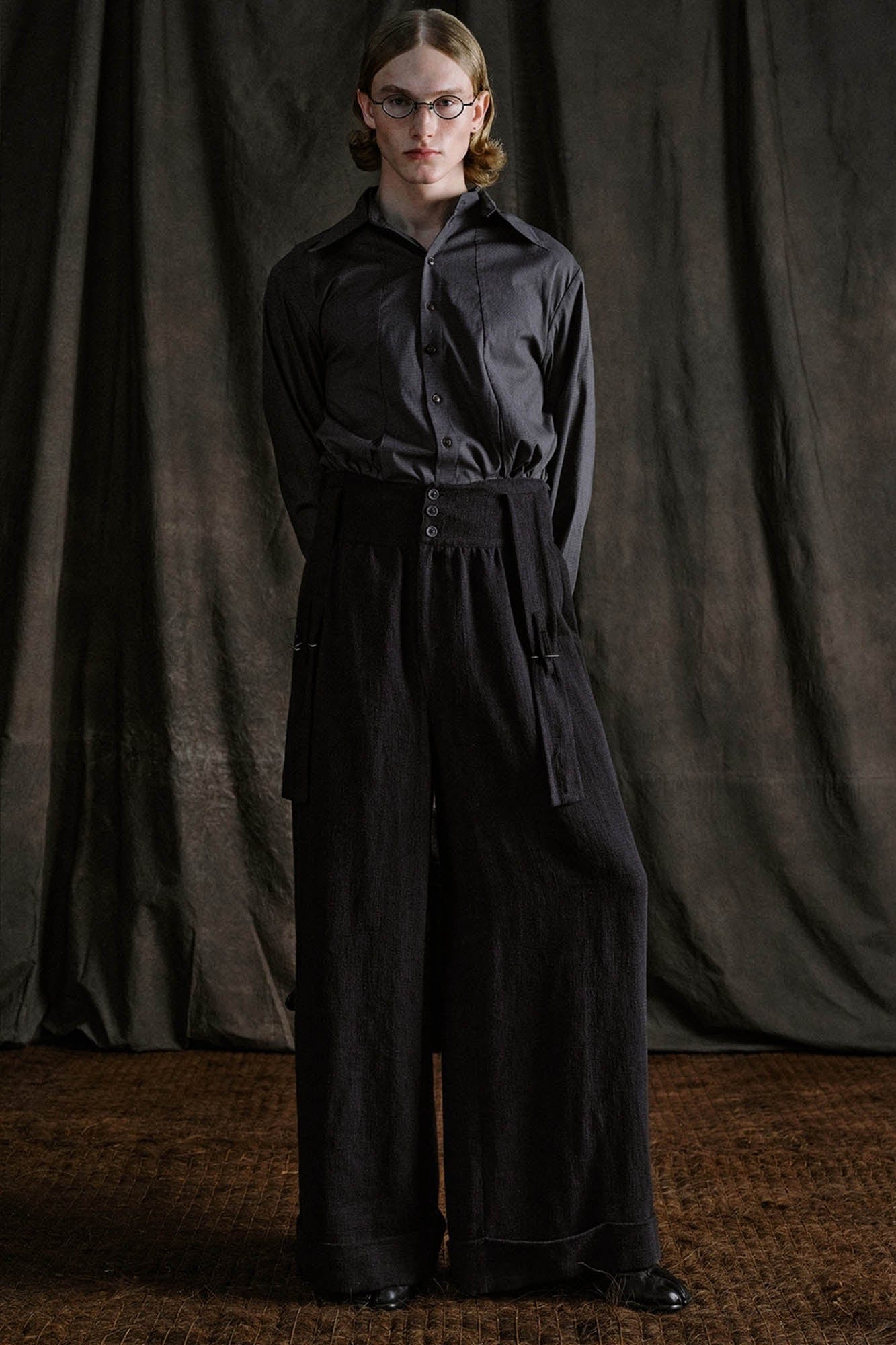 Buttoned High-Waist Wide-Leg Overalls