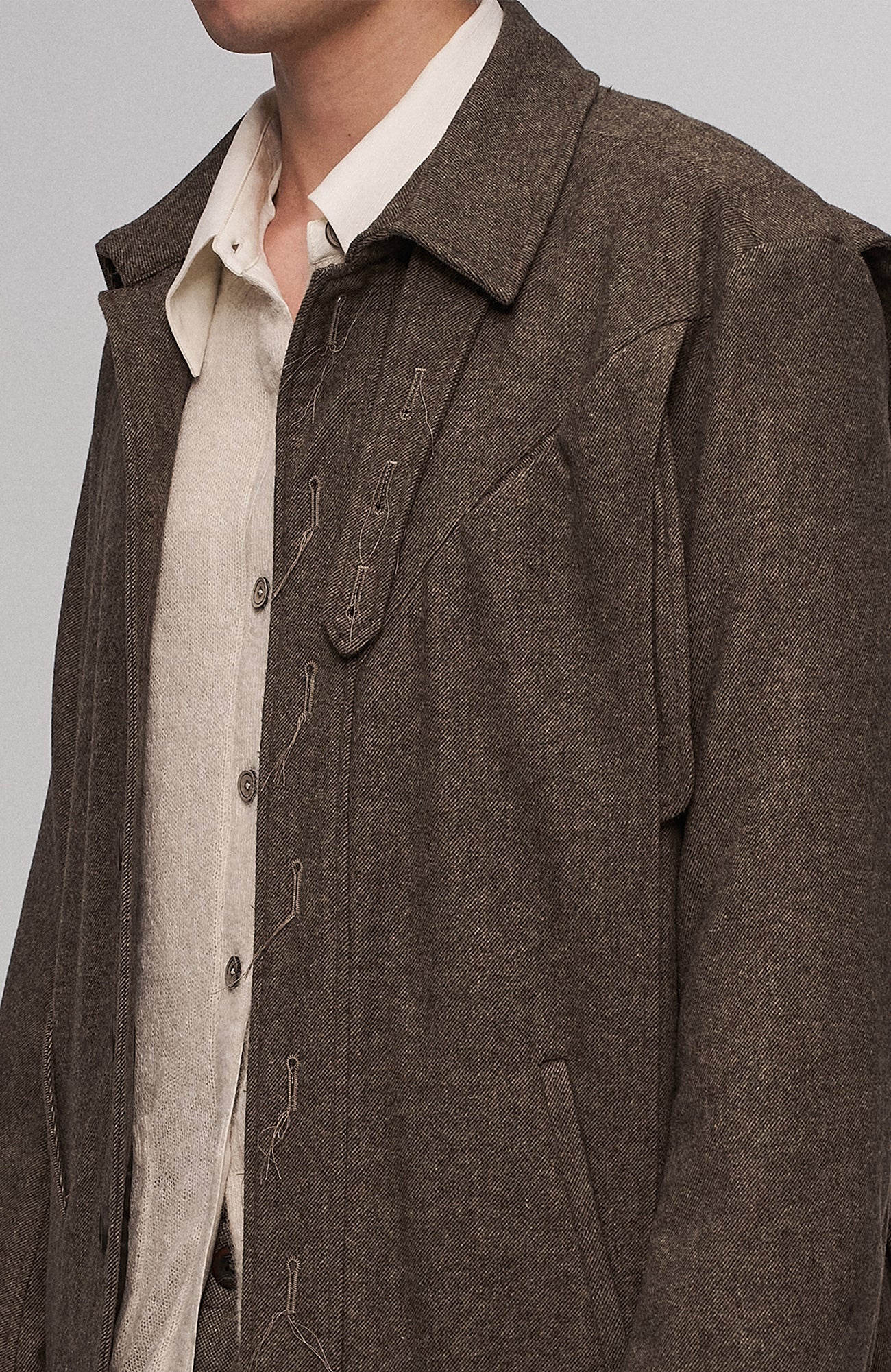 Deconstructed Arc Panel Wool Blend Jacket