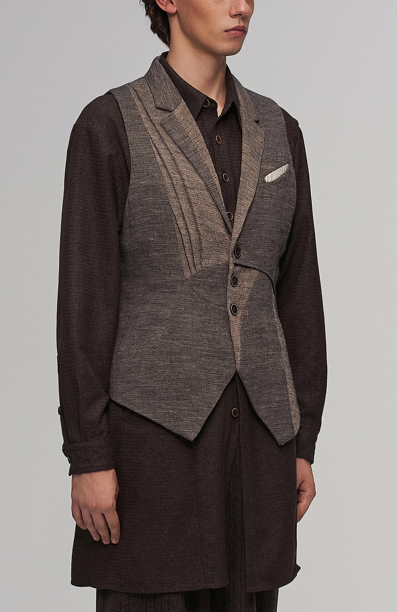 Deconstructed Paneled Belted Vest