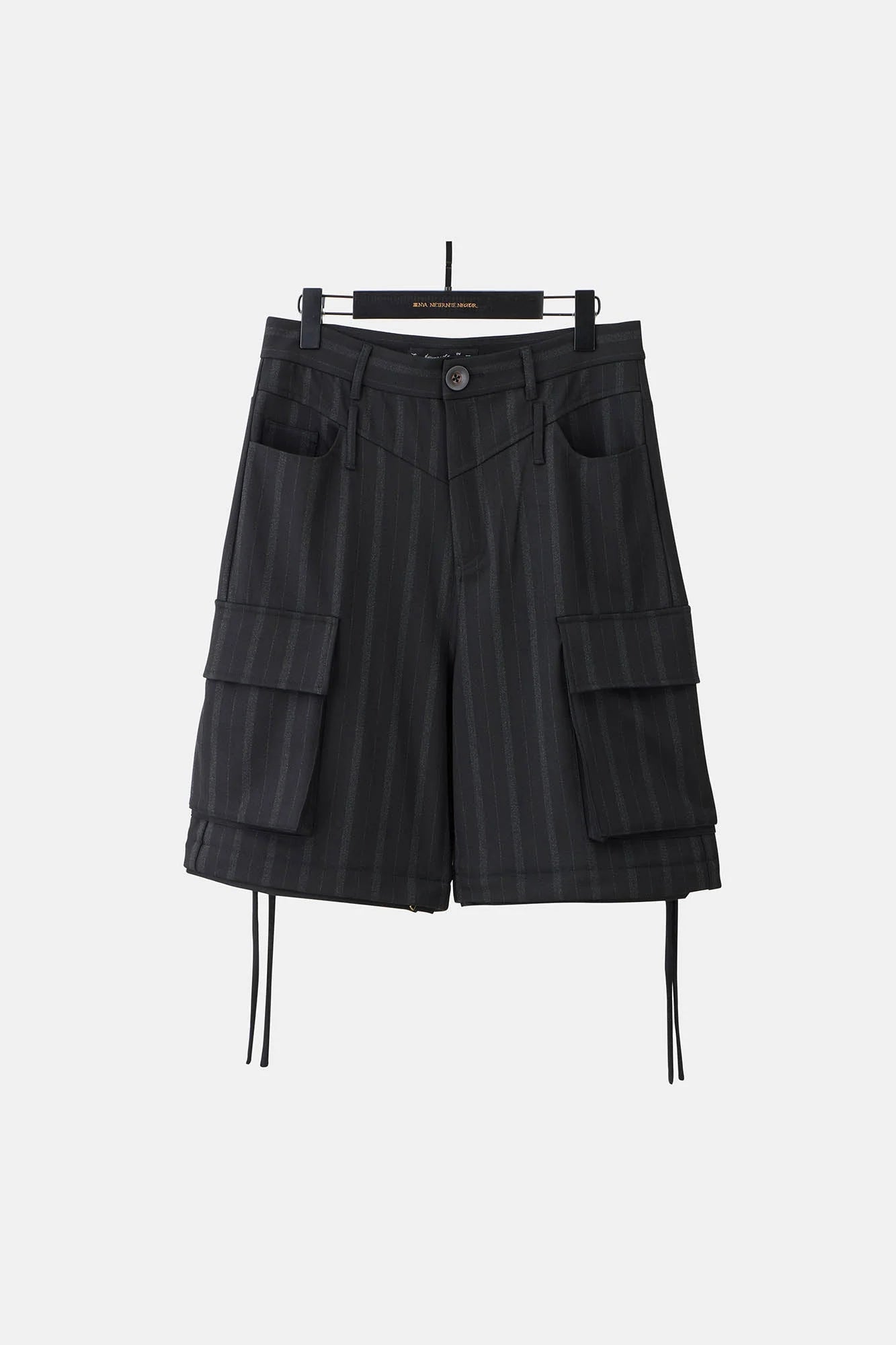 Multi-Pocket Stripe Detachable-Leg Pants