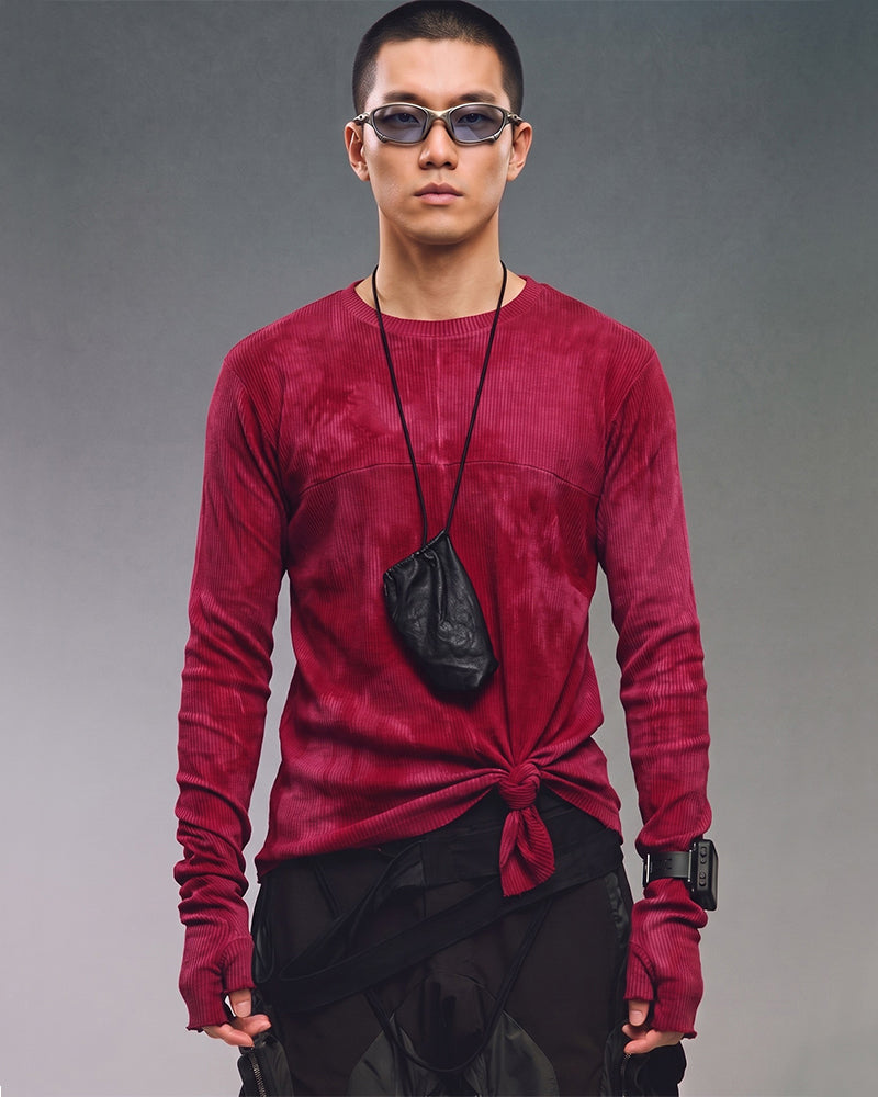 Post‑Apocalyptic Distressed Washed Thumbhole Long Sleeve Tee