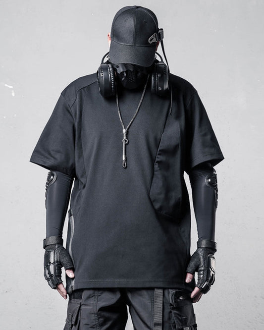 Techwear Patchwork Zipper T-Shirt