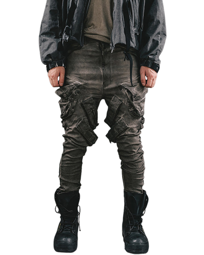 Oil-Stained Cold-Dye Vintage Cuffed Pants