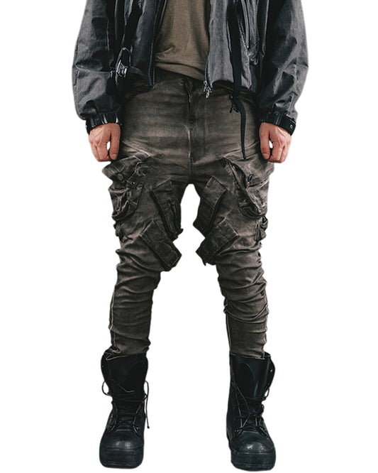 Oil-Stained Cold-Dye Vintage Cuffed Pants