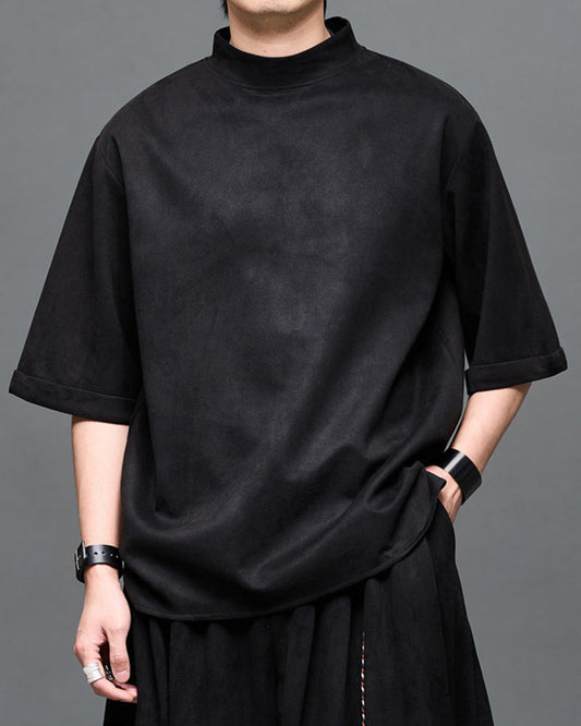 Modern Japanese Mock Neck T-Shirt