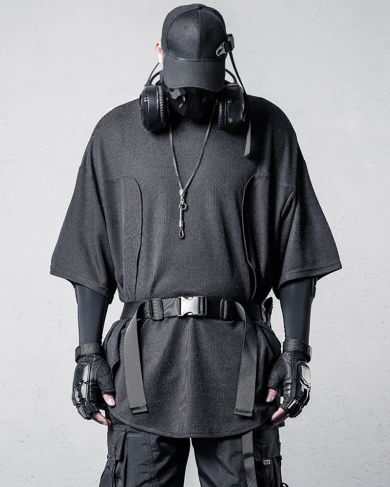 Techwear Irregular Slit Hem T-Shirt