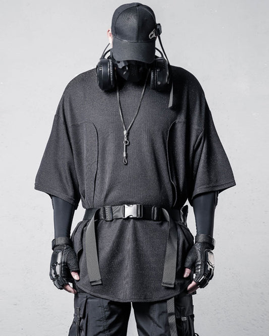 Techwear Irregular Slit Hem T-Shirt