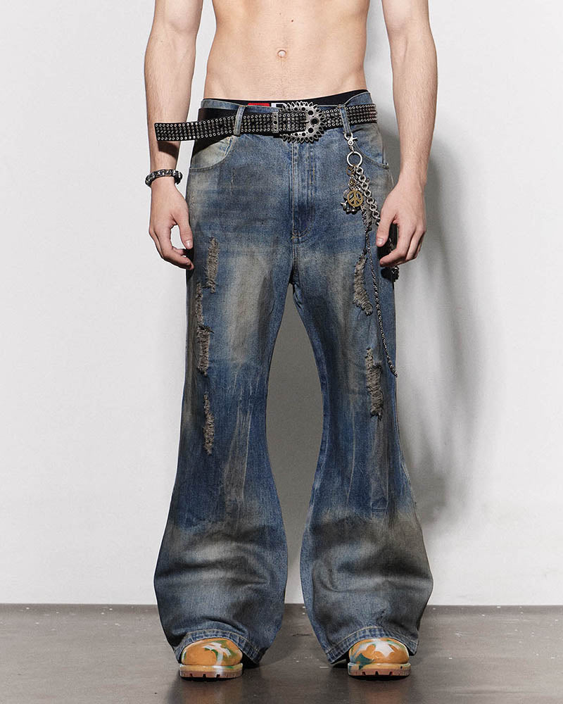 Distressed Dusty Flared Jeans