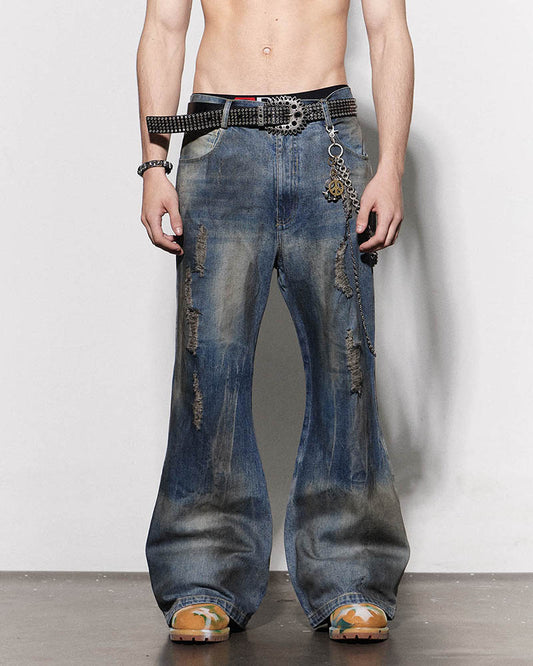 Distressed Dusty Flared Jeans