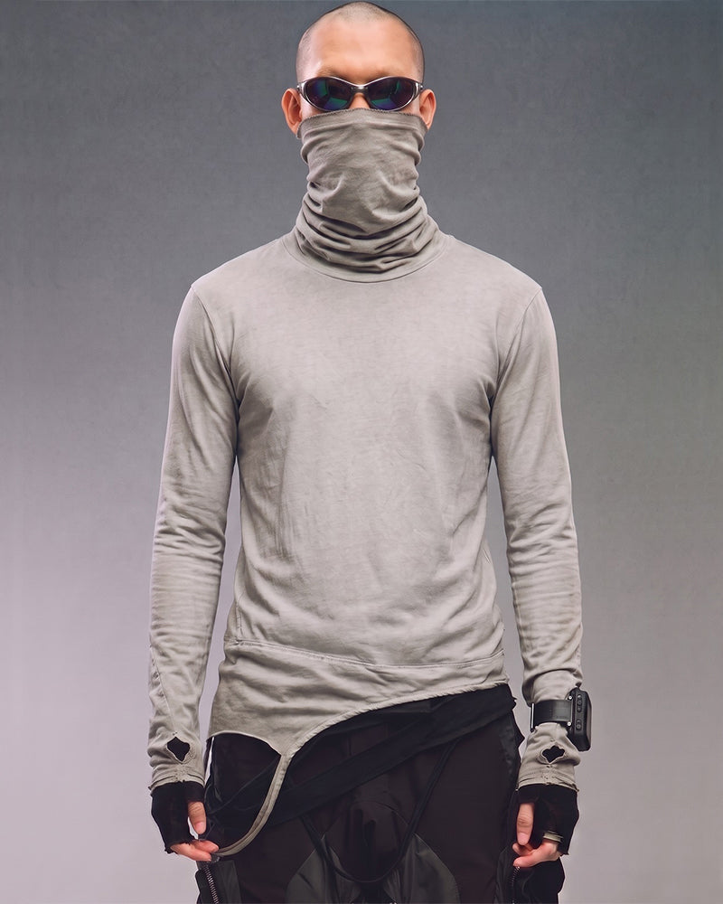 Post-Apocalyptic Face-Covering Deconstructed Long-Sleeve T-Shirt