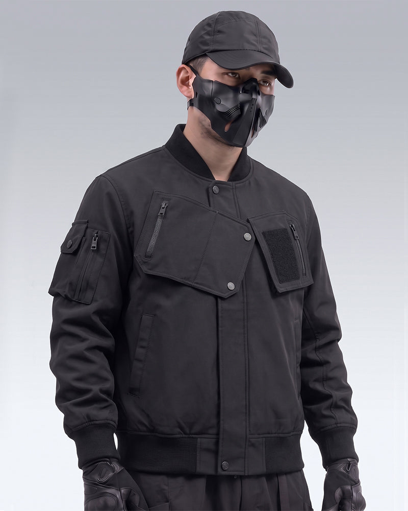 Functional Multi-Pocket Embroidered Bomber Jacket