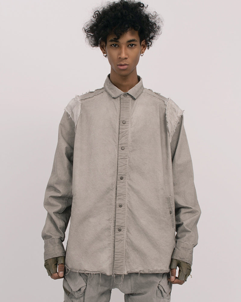 Wasteland Distressed Frayed Button Long-Sleeve Shirt