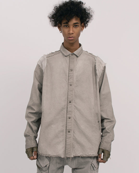 Wasteland Distressed Frayed Button Long-Sleeve Shirt