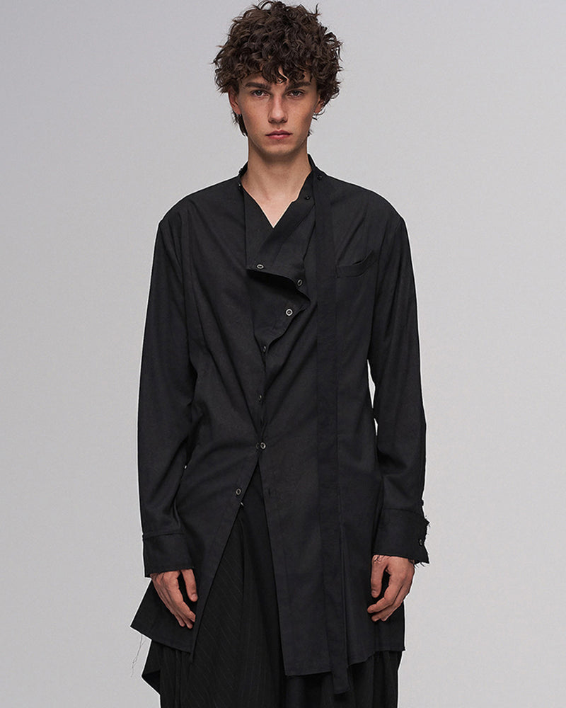 Asym Draped Raw-Edged Shirt