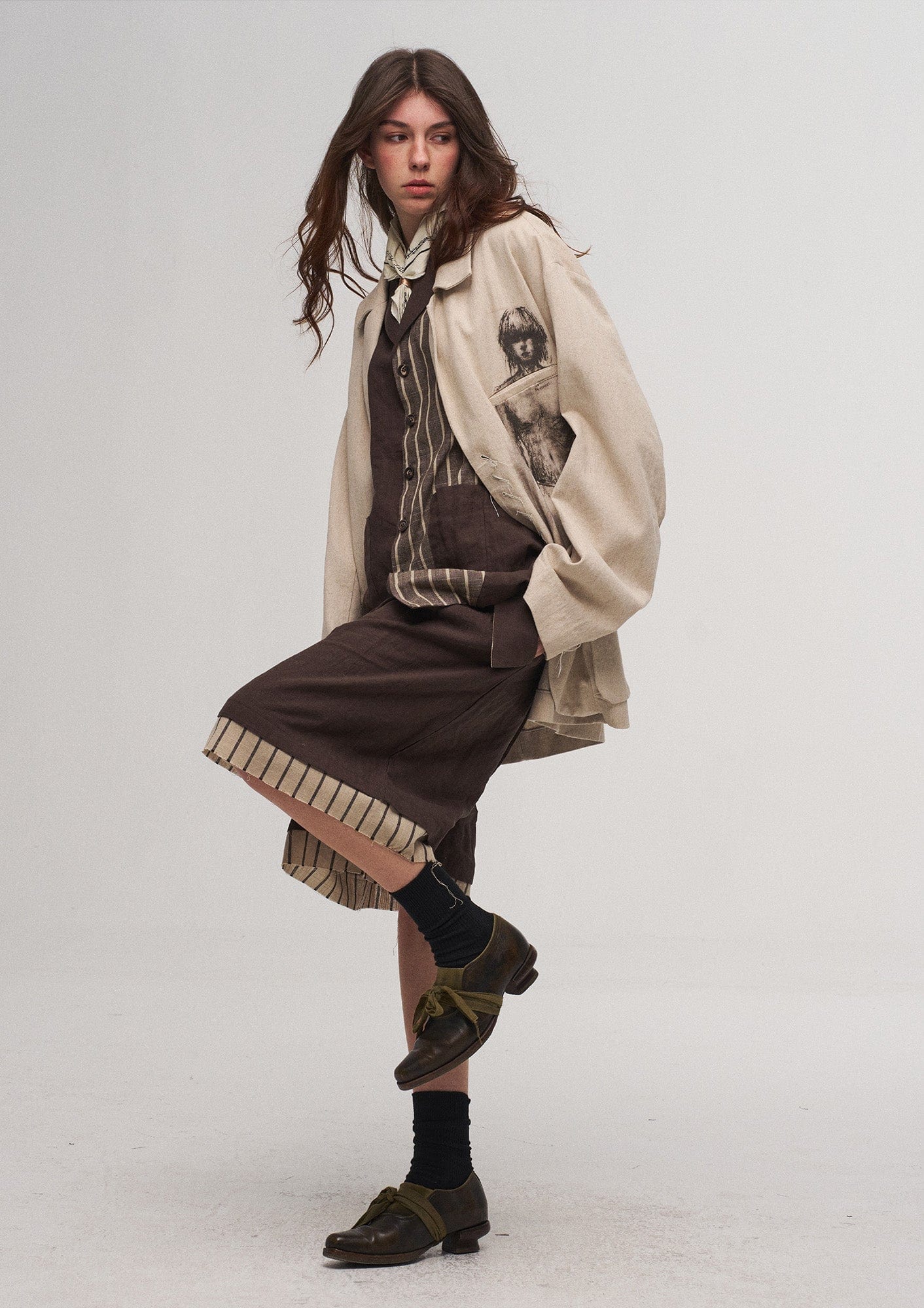 Ink Portrait Cotton-Linen Jacket