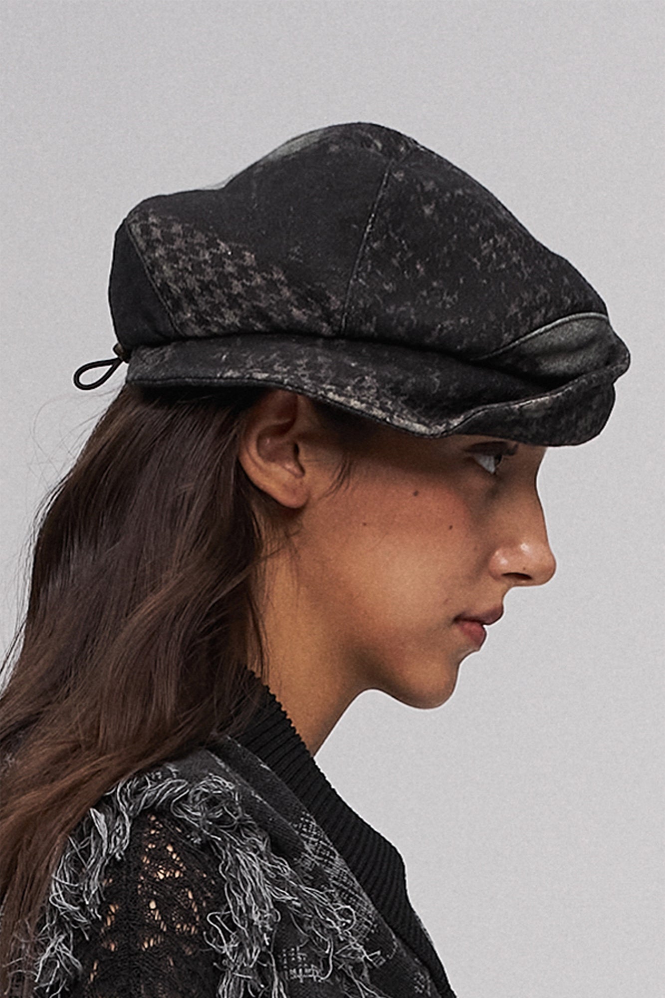 Deconstructed Houndstooth Newsboy Cap