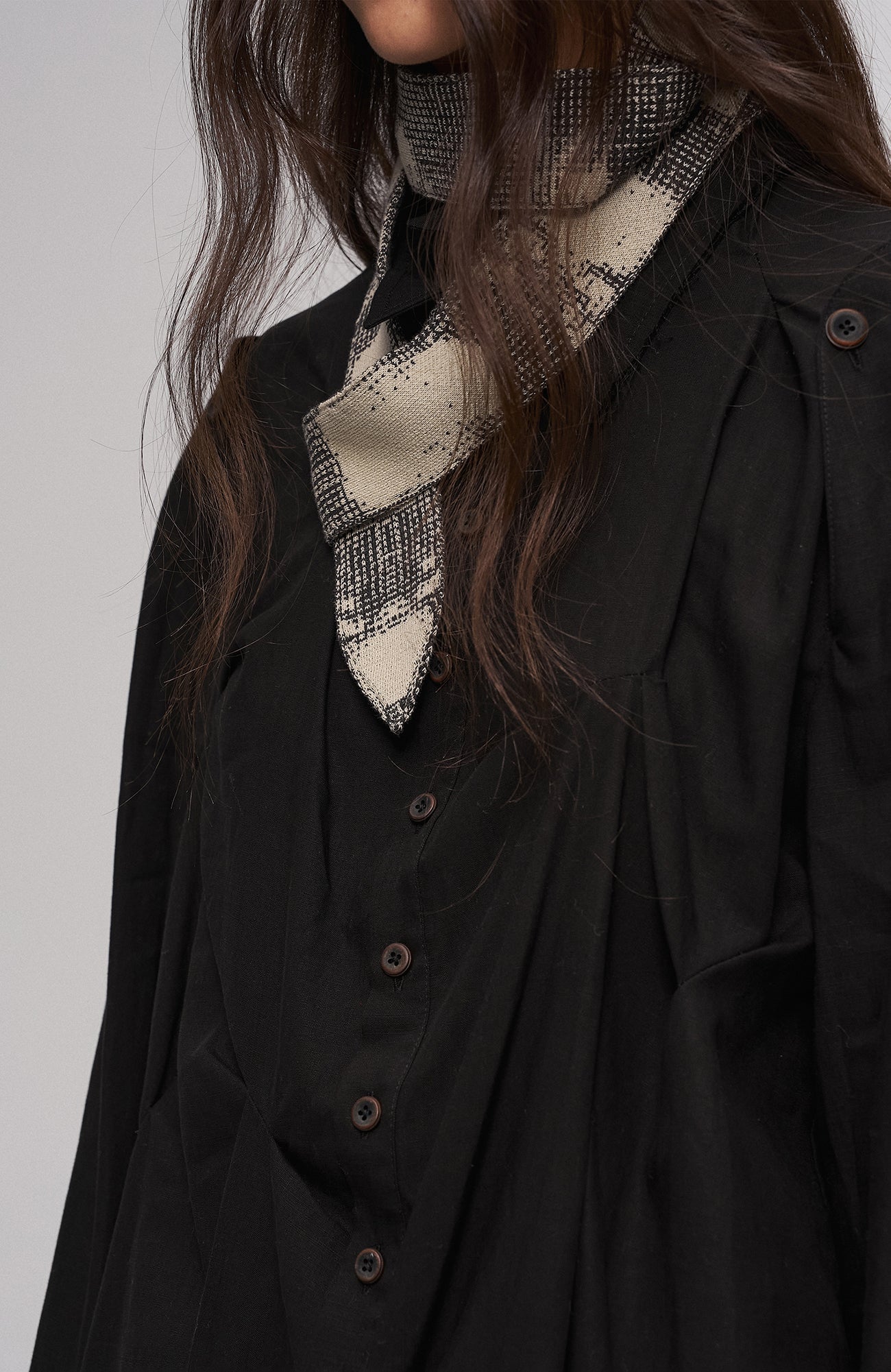 Asymmetrical Draped Seamed Shirt