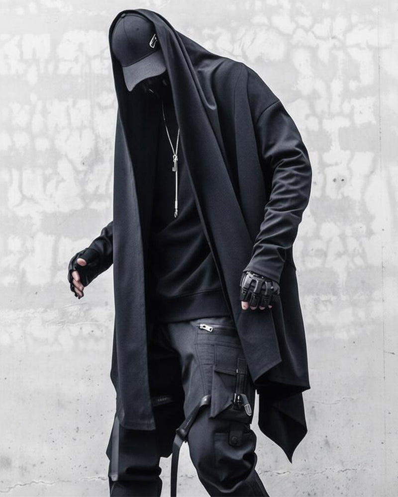Gothic Darkwear Mid-Length Cardigan Coat