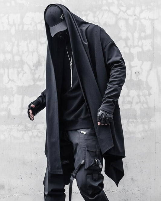 Gothic Darkwear Mid-Length Cardigan Coat