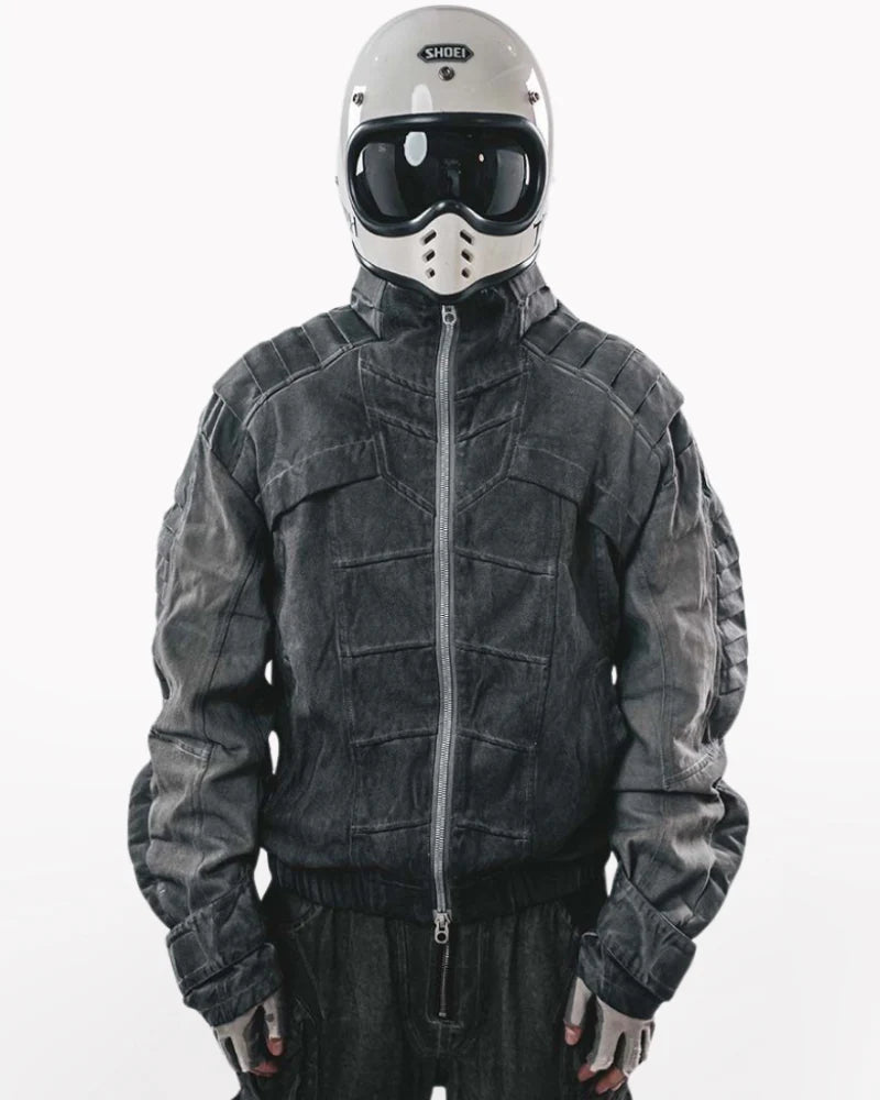 Post-Apocalyptic Stand-Collar 3D “Dragon Spine” Motorcycle Jacket