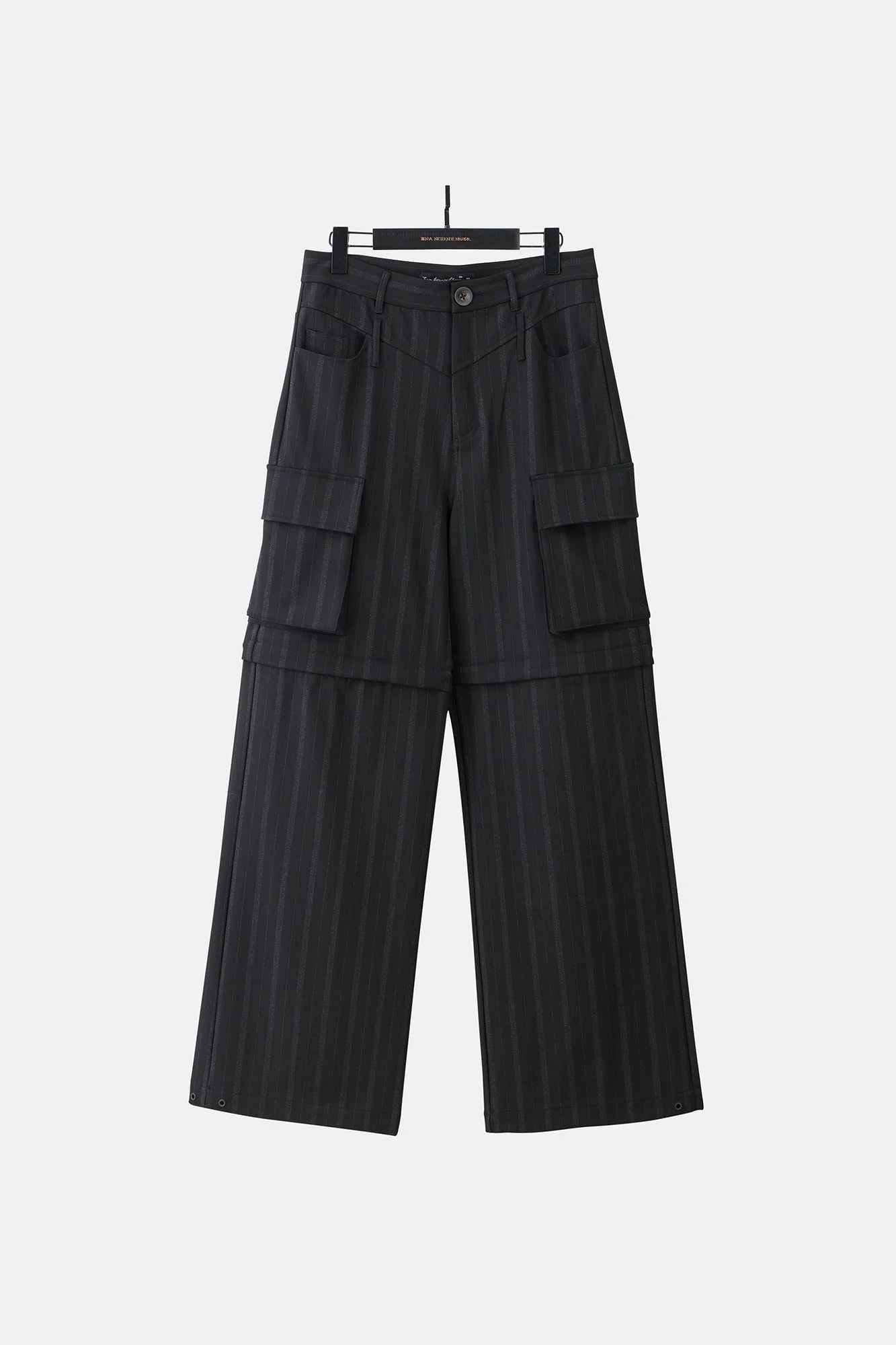 Multi-Pocket Stripe Detachable-Leg Pants
