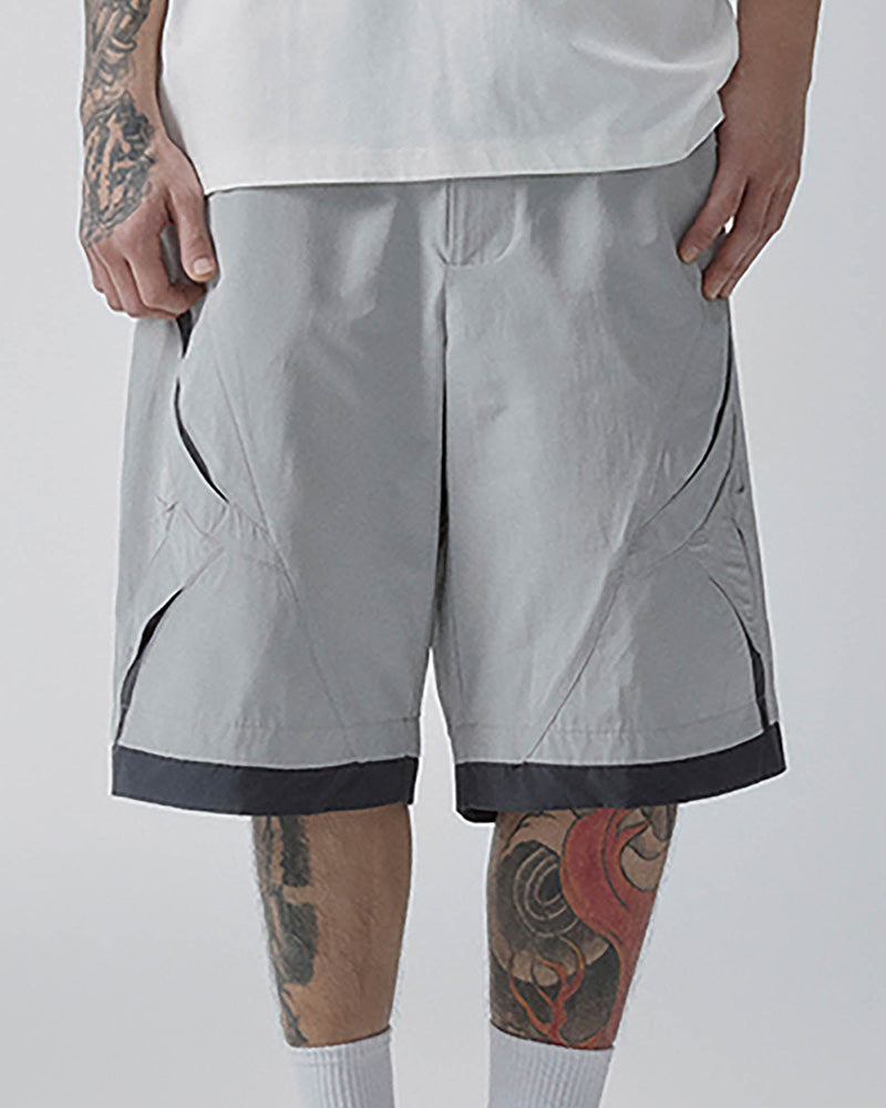 Contrast Panel Cut-Out Knee Shorts