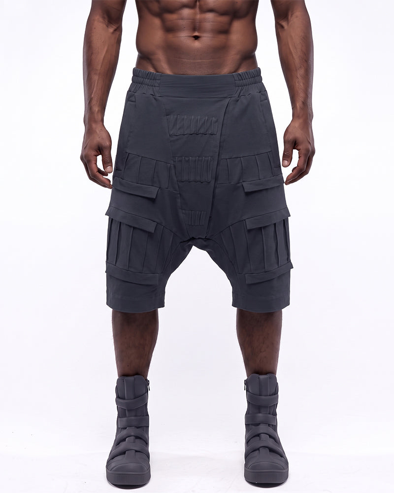 Post-Apocalyptic Pleated Drop-Crotch Shorts
