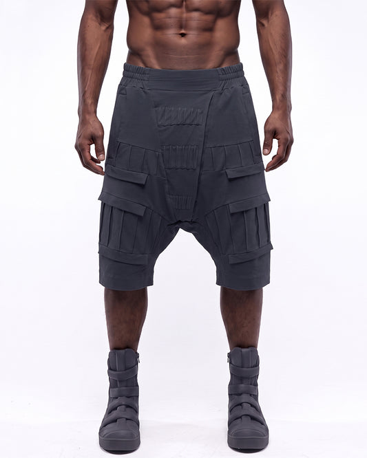 Post-Apocalyptic Pleated Drop-Crotch Shorts