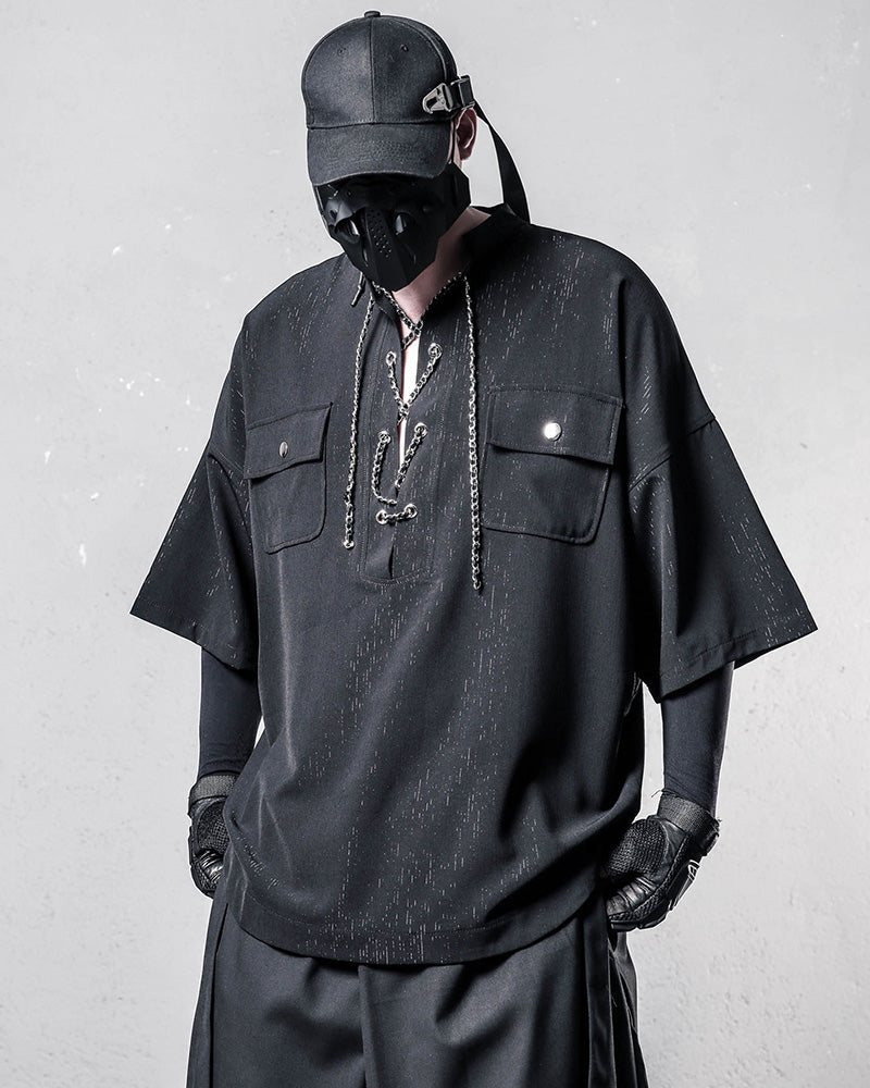 Functional Chain Lace-Up Techwear T-Shirt