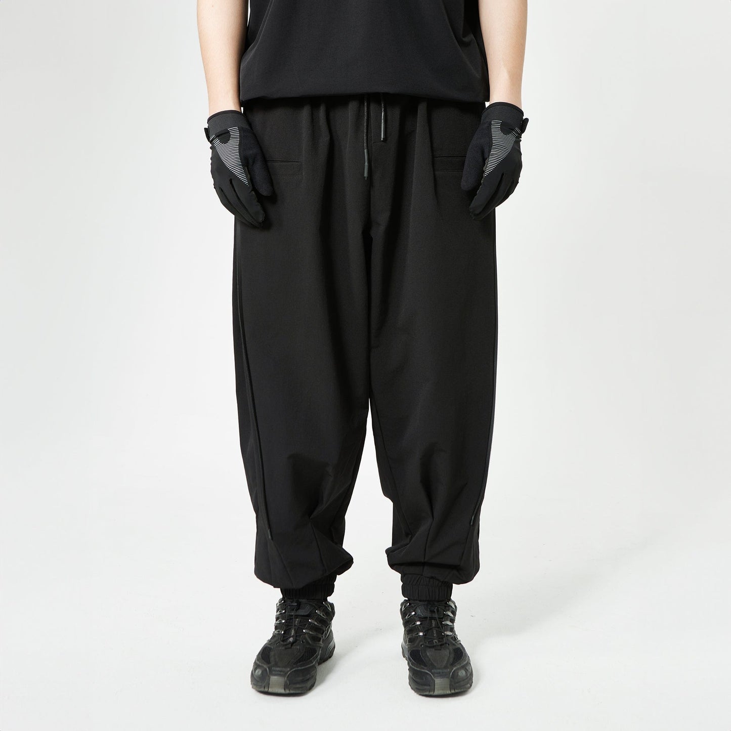 Double-Zip Wide-Leg Jogger Pants