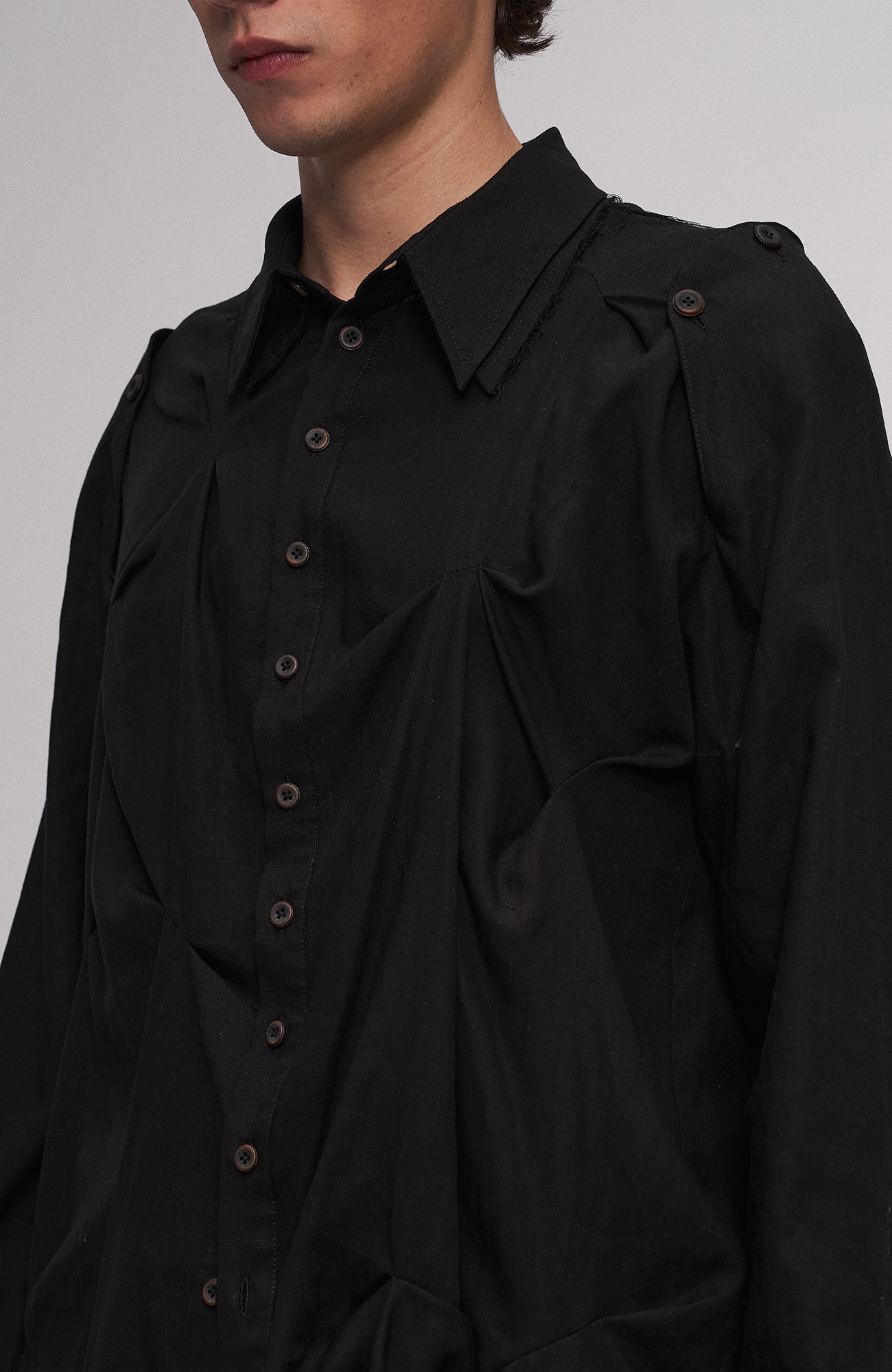 Asymmetrical Draped Seamed Shirt