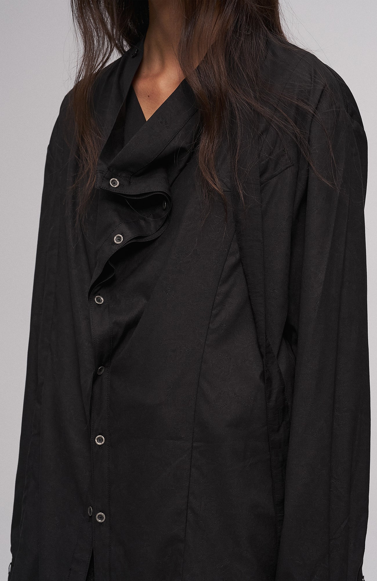 Asym Draped Raw-Edged Shirt
