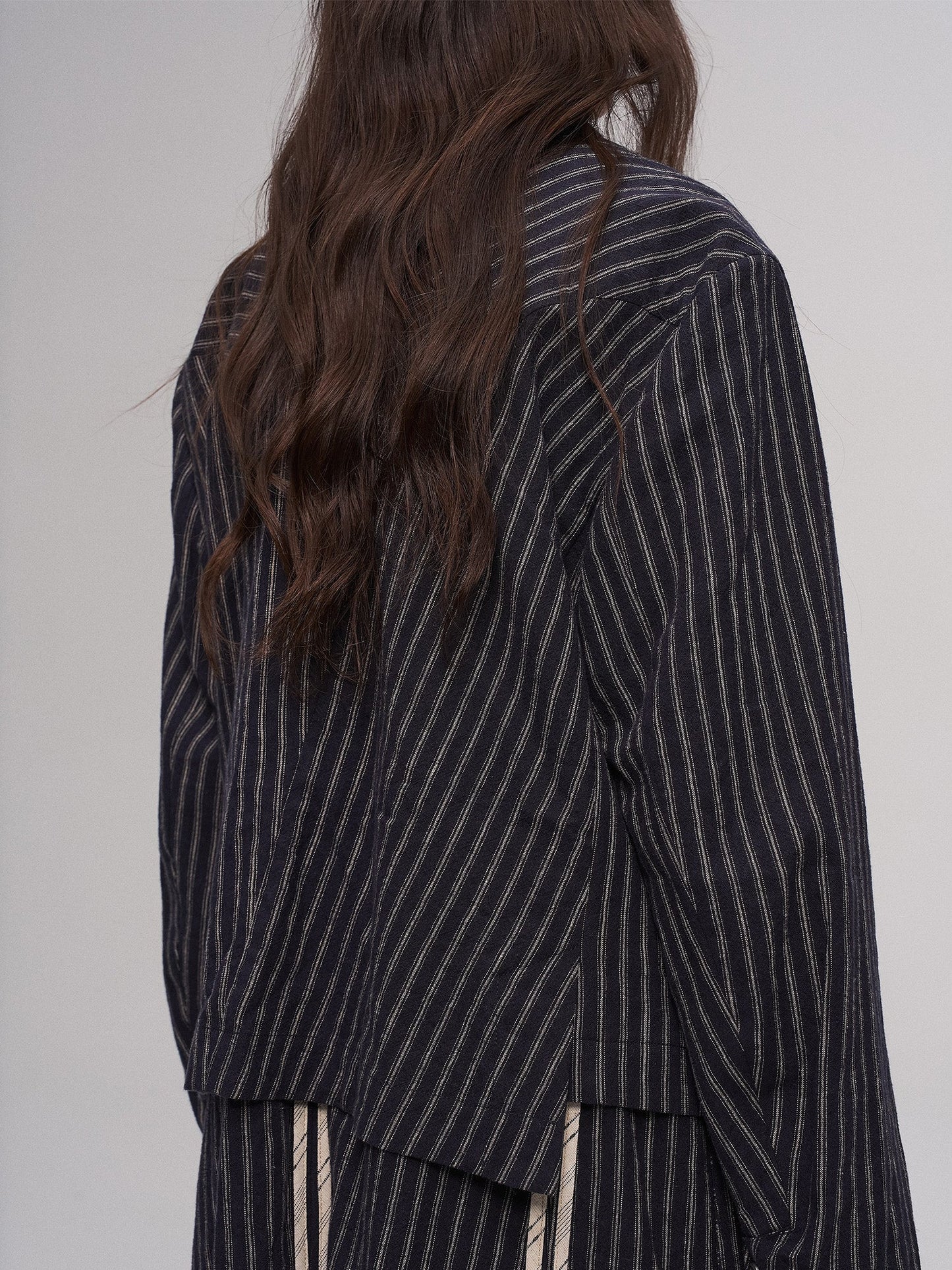 Deconstructed Stripe Panel Layered Jacket