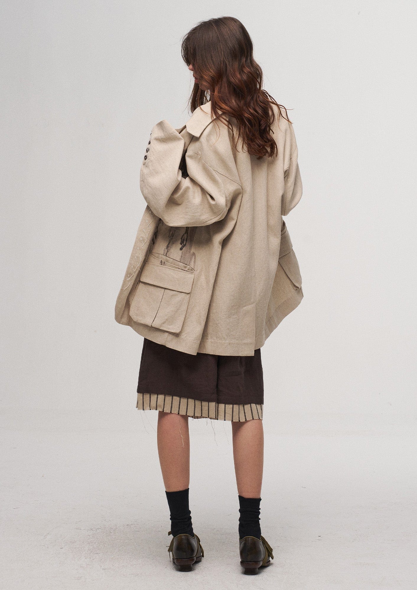 Ink Portrait Cotton-Linen Jacket