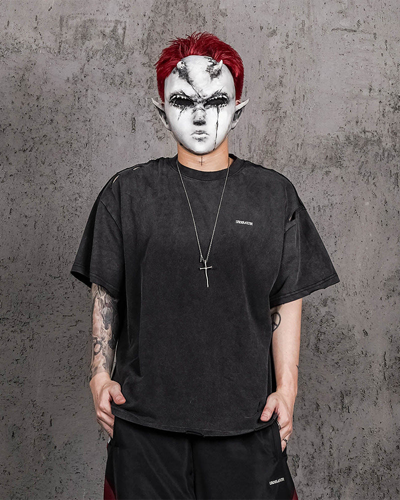 Washed Ripped Gradient T-Shirt Black