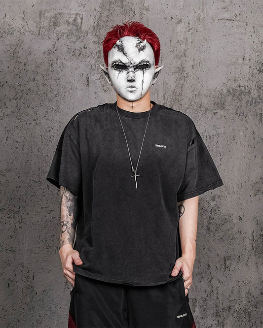Washed Ripped Gradient T-Shirt Black