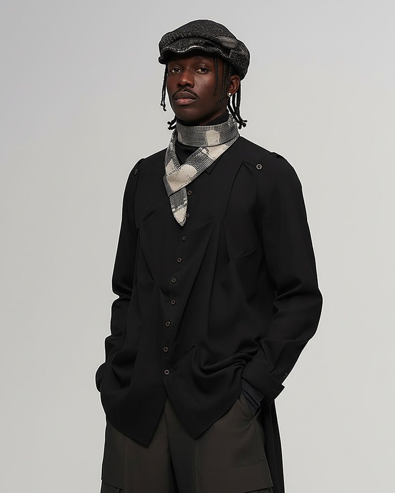 Asymmetrical Draped Seamed Shirt