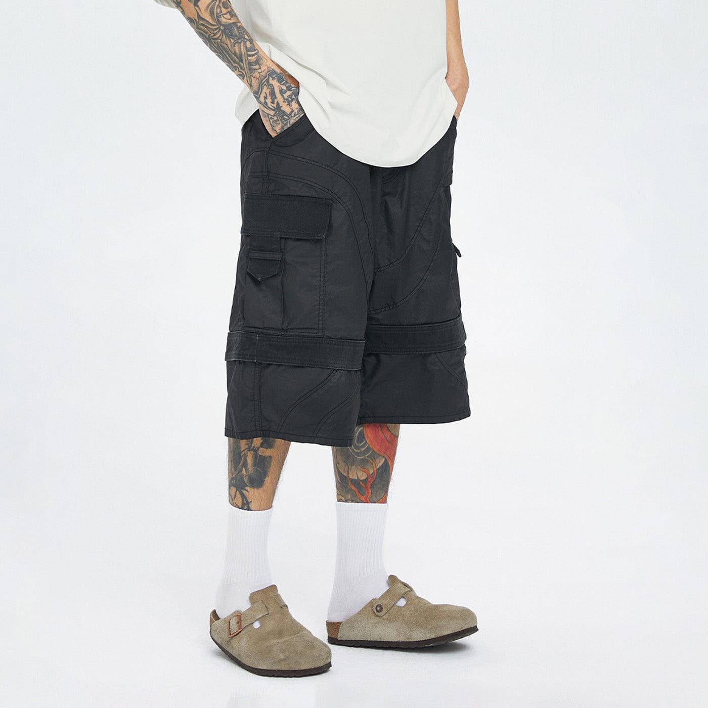 Spliced Big Pocket Waxed Shorts