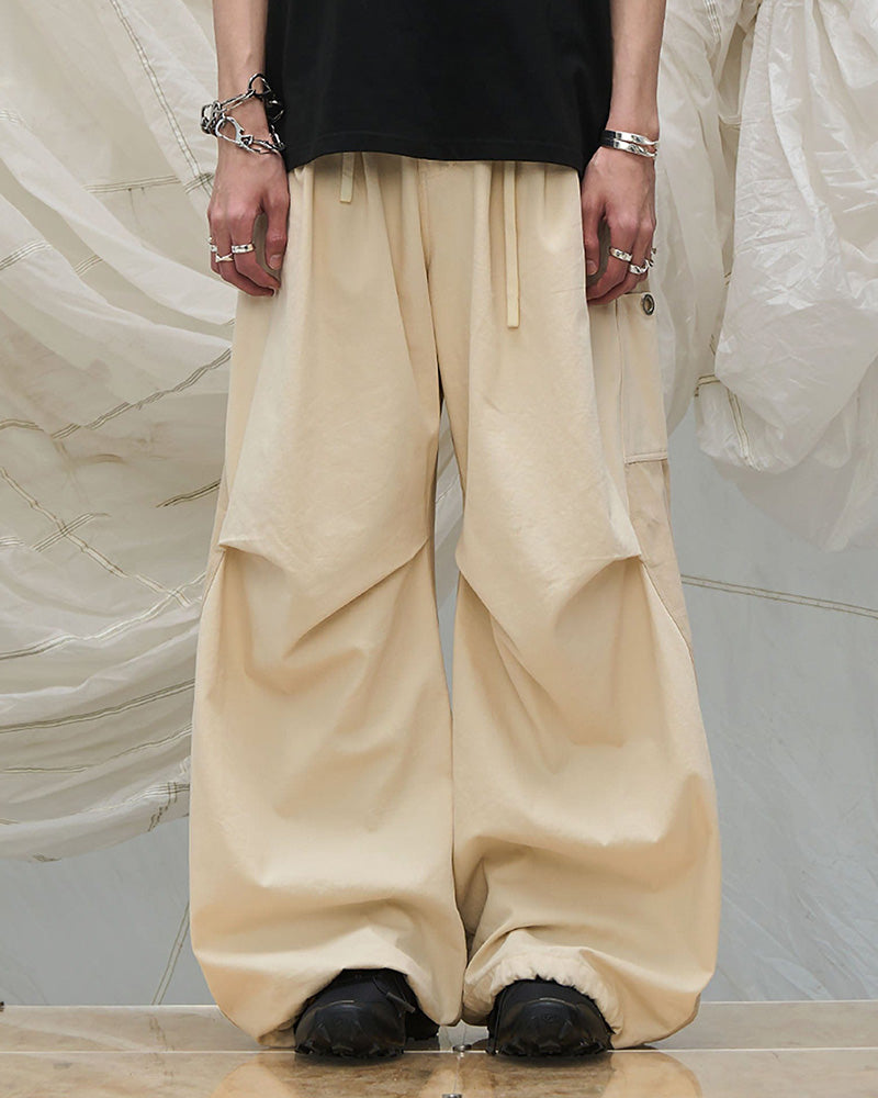 Spliced Crinkled Oversized Cargo Pants