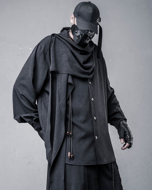 Darkwear Style Japanese Urban Scarf Collar Shirt