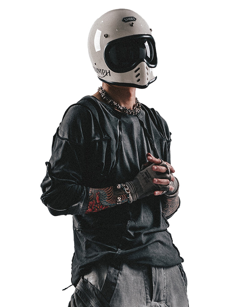 Post-Apocalyptic Raw-Cut Deconstructed Long-Sleeve Tee
