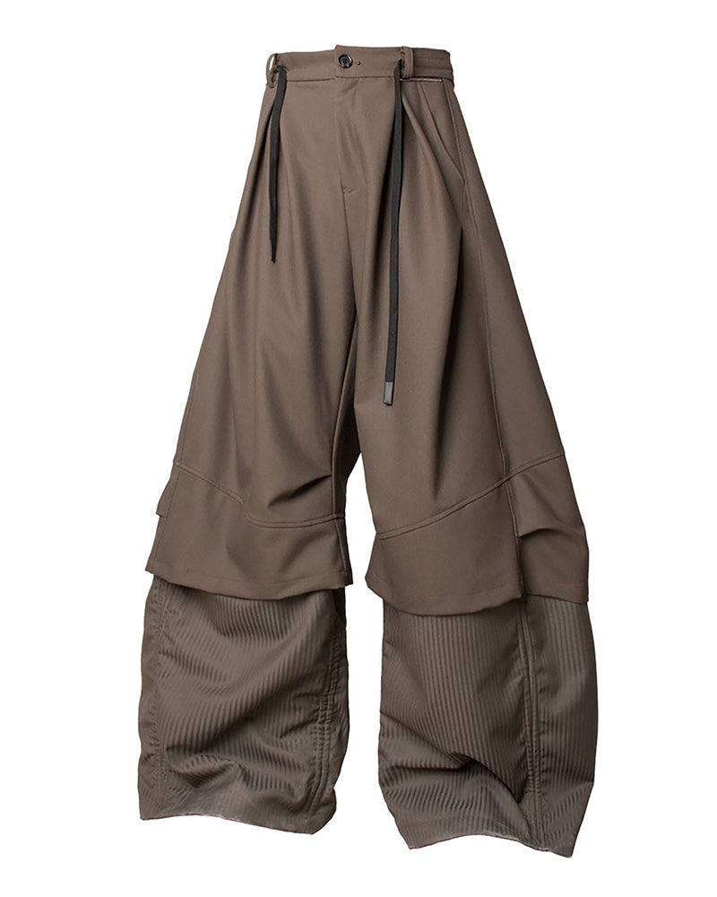 Faux Layered Oversized Pants Brown