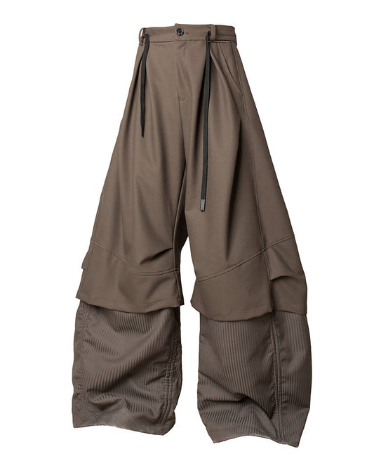 Faux Layered Oversized Pants Brown