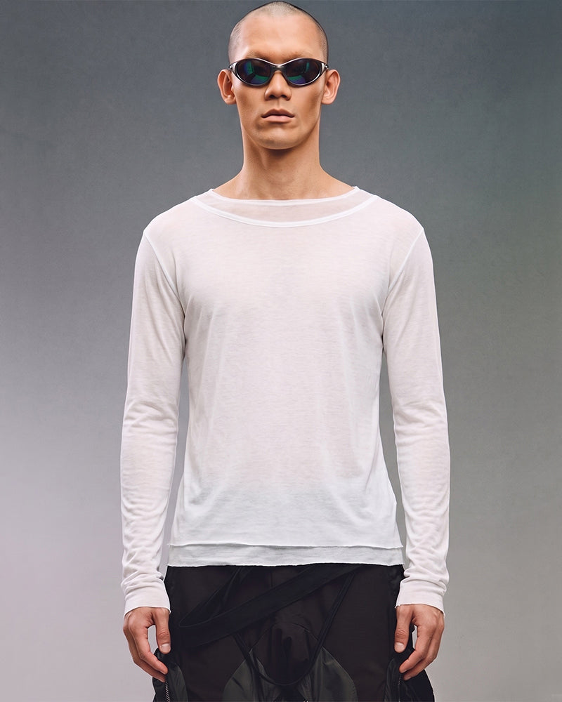 Dystopian Double-Layer Crew Neck Long Sleeve Top
