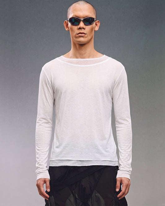 Dystopian Double-Layer Crew Neck Long Sleeve Top