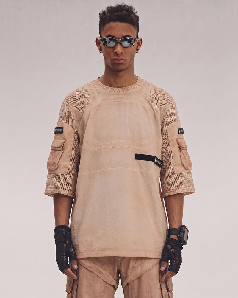 Wasteland Dirty-Dye Mesh Velcro Pocket Tactical T-Shirt