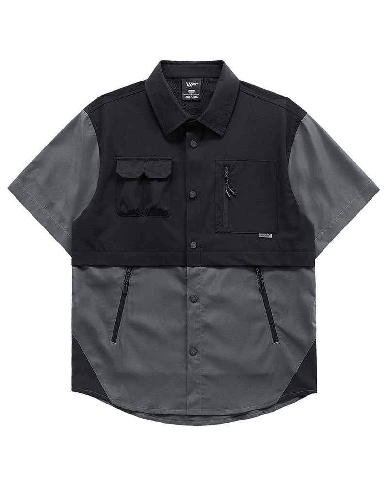Techwear Fake Two-piece Tactical Short Sleeve Shirt